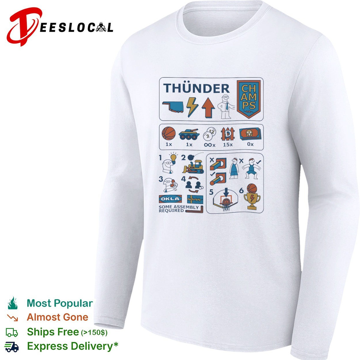 Oklahoma City Thunder Sam Presti Some Assembly Required Parody NBA Basketball shirt