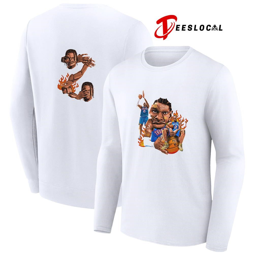 Oklahoma City Thunder Shai Gilgeous Alexander energetic athletic portrait caricature graphic shirt