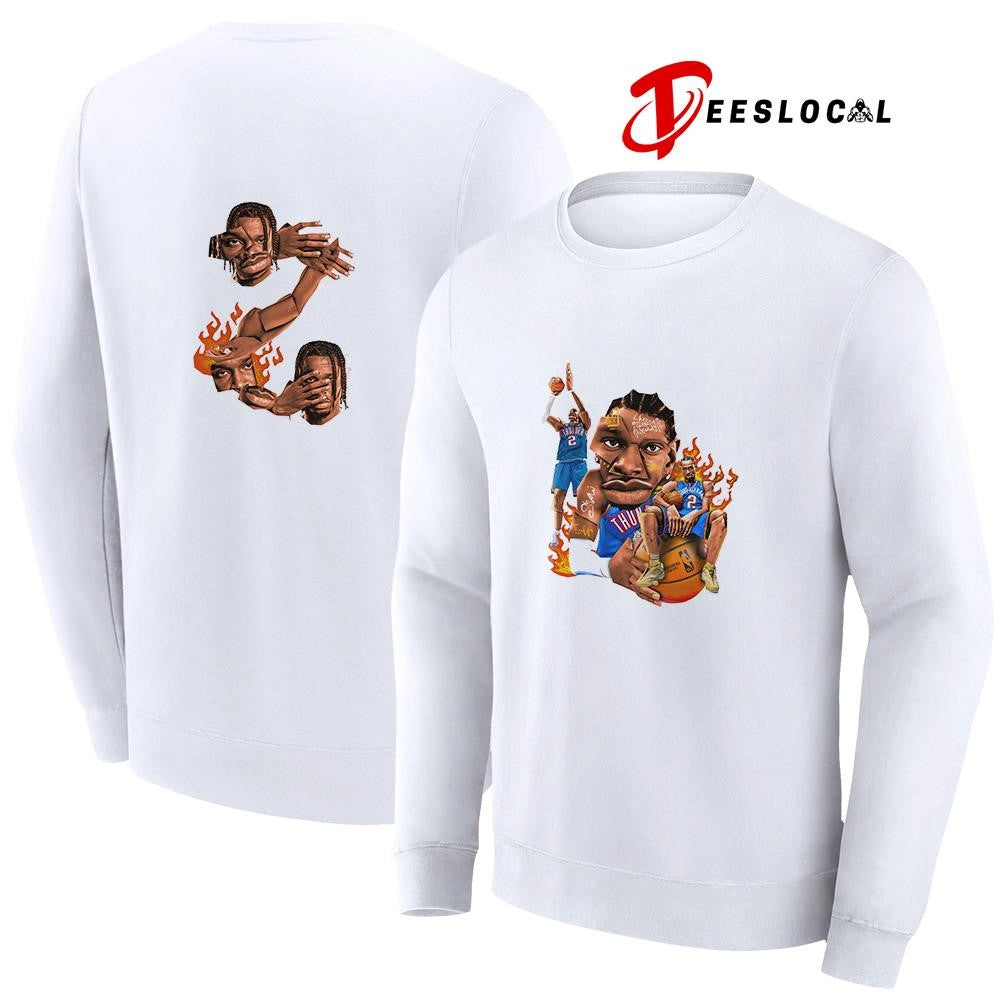 Oklahoma City Thunder Shai Gilgeous Alexander energetic athletic portrait caricature graphic shirt
