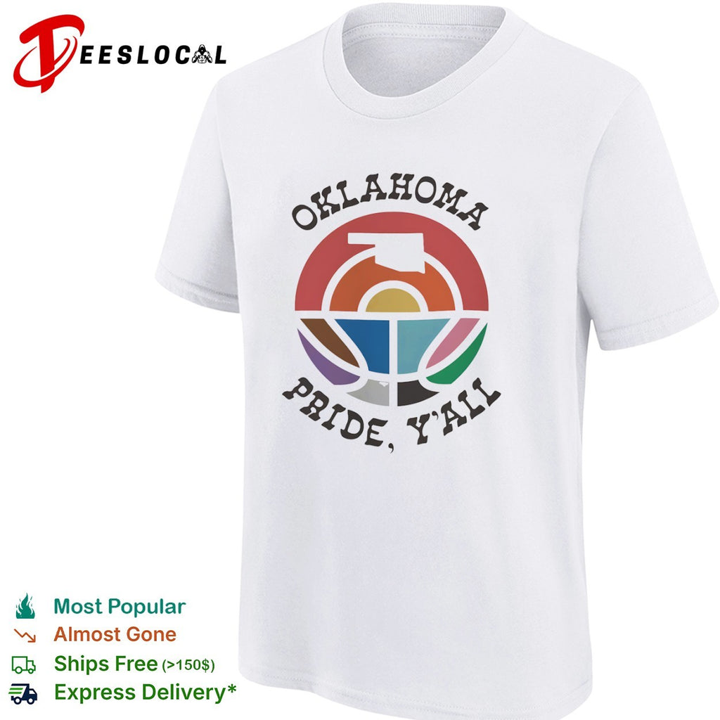 Oklahoma Pride Yall Rainbow State Map Logo Pride Month Retro Basketball shirt
