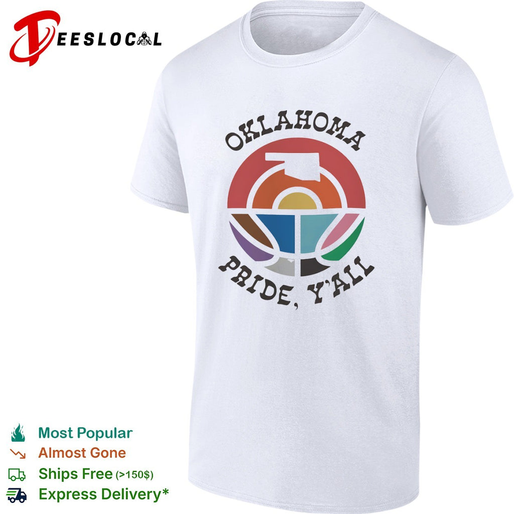 Oklahoma Pride Yall Rainbow State Map Logo Pride Month Retro Basketball shirt