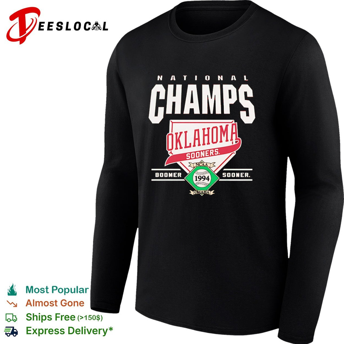 Oklahoma Sooners 1994 National Champs Omaha NCAA Baseball Shirt