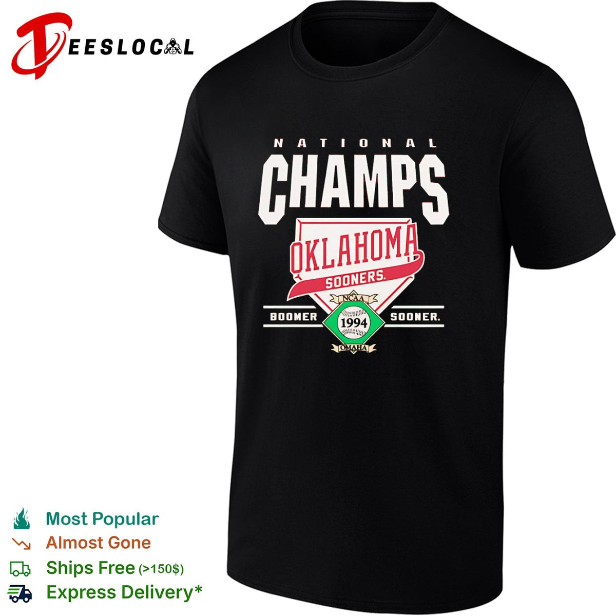 Oklahoma Sooners 1994 National Champs Omaha NCAA Baseball Shirt