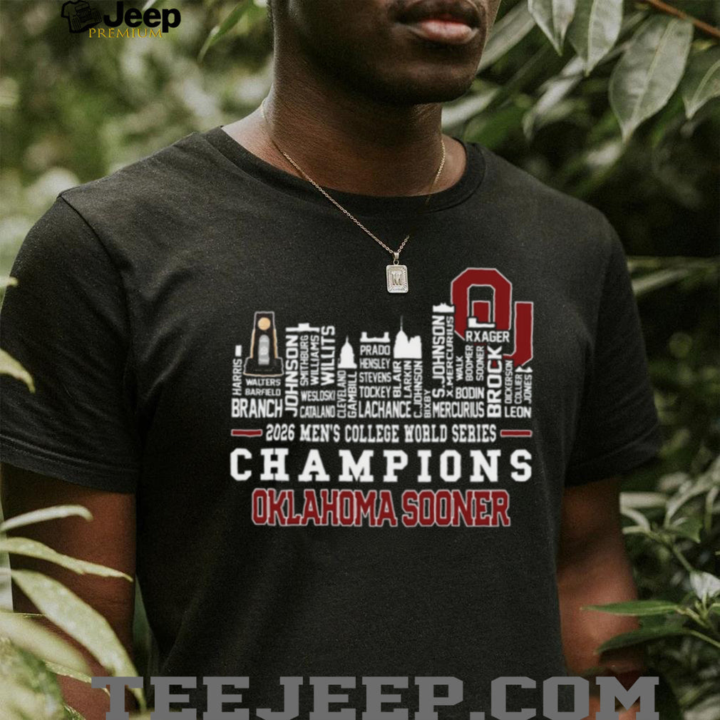 Oklahoma Sooners 2026 Men’s College World Series Champions Skyline Typography Fans Shirt