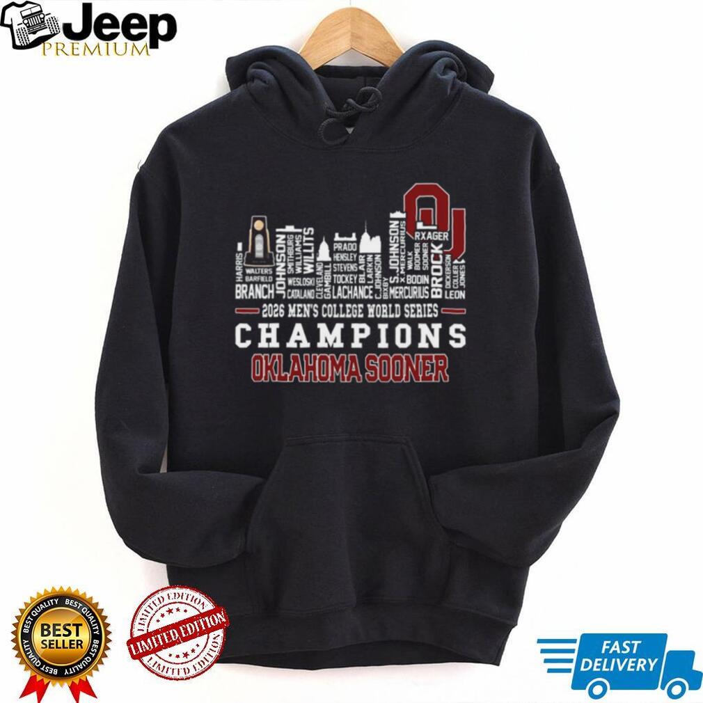 Oklahoma Sooners 2026 Men’s College World Series Champions Skyline Typography Fans Shirt