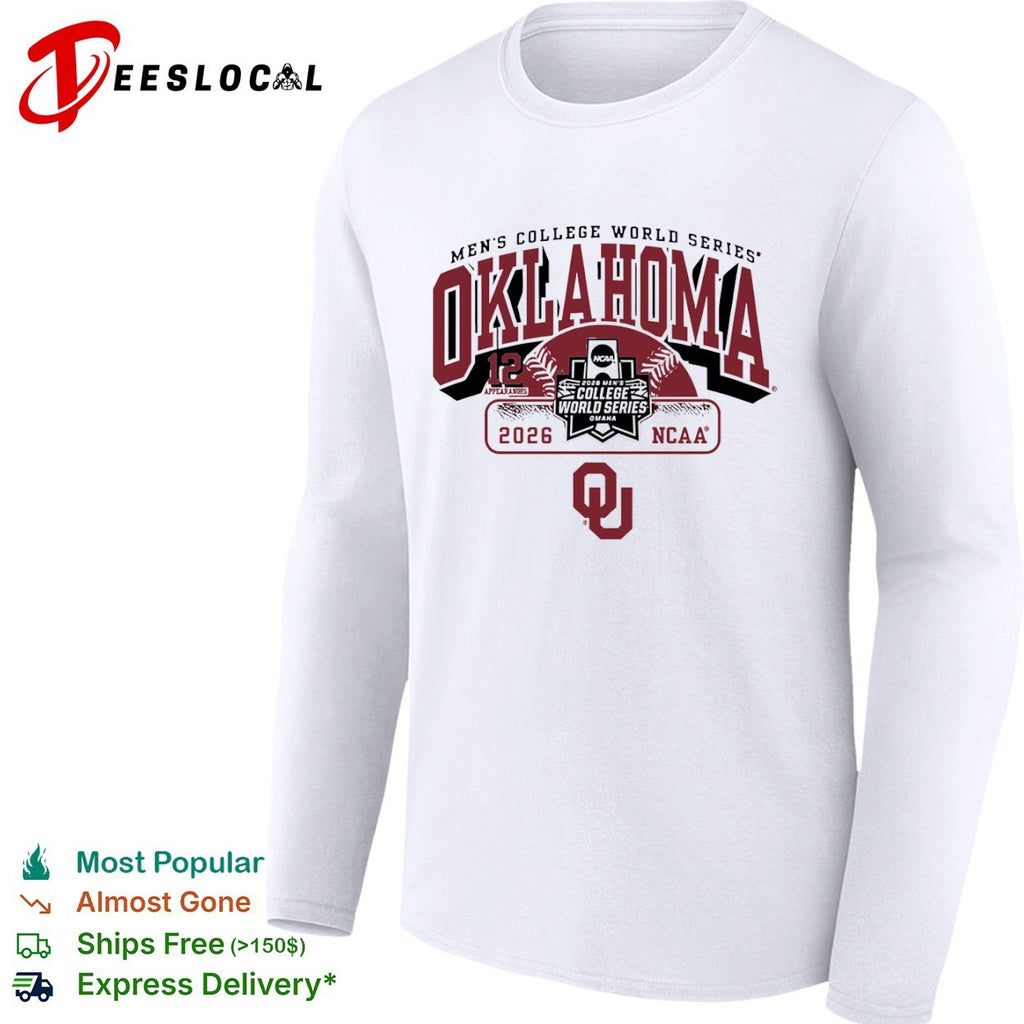 Oklahoma Sooners Mens College World Series 12 appearances 2026 NCAA Omaha baseball OU shirt