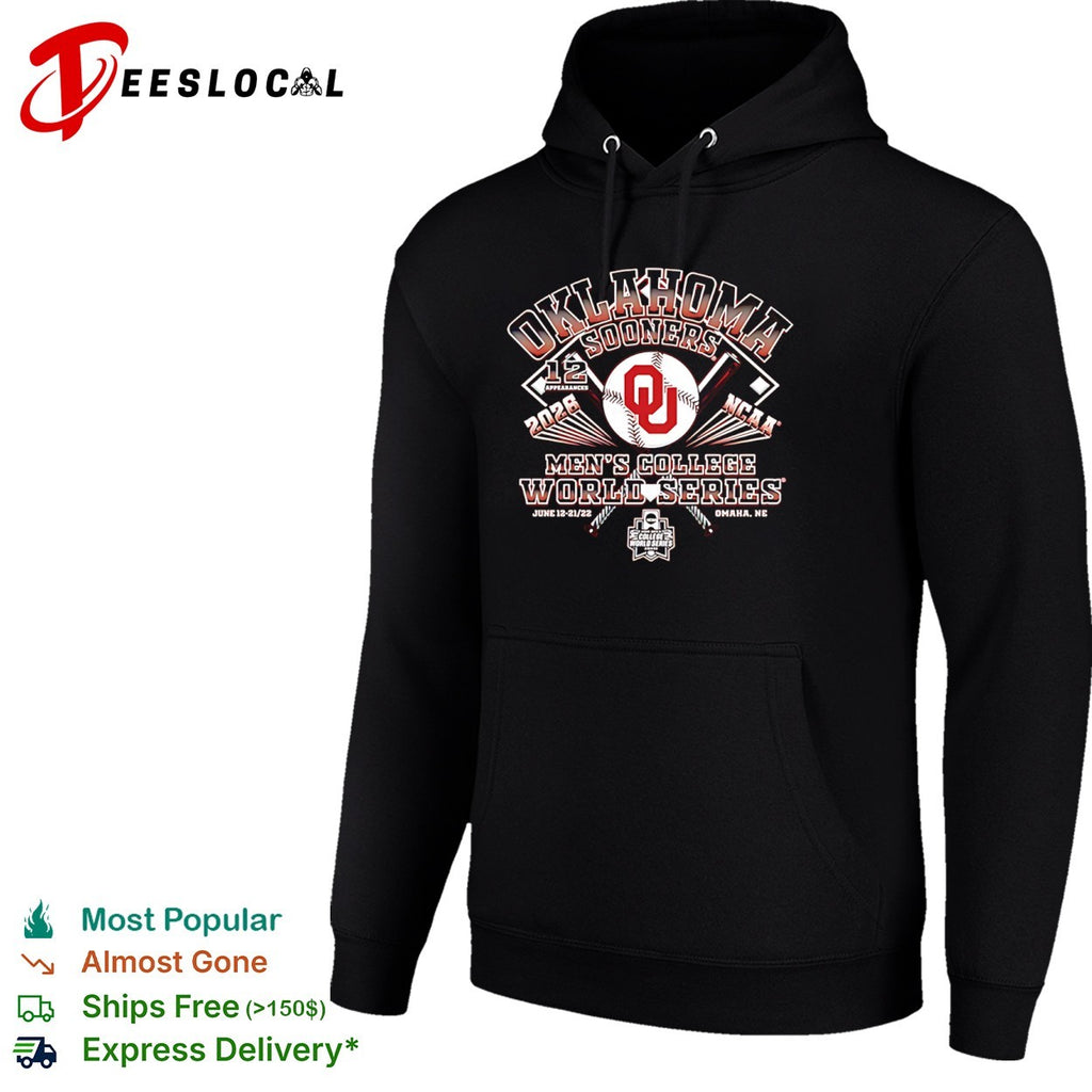 Oklahoma Sooners baseball bats 12 appearances 2026 NCAA Mens College World Series Omaha NE shirt