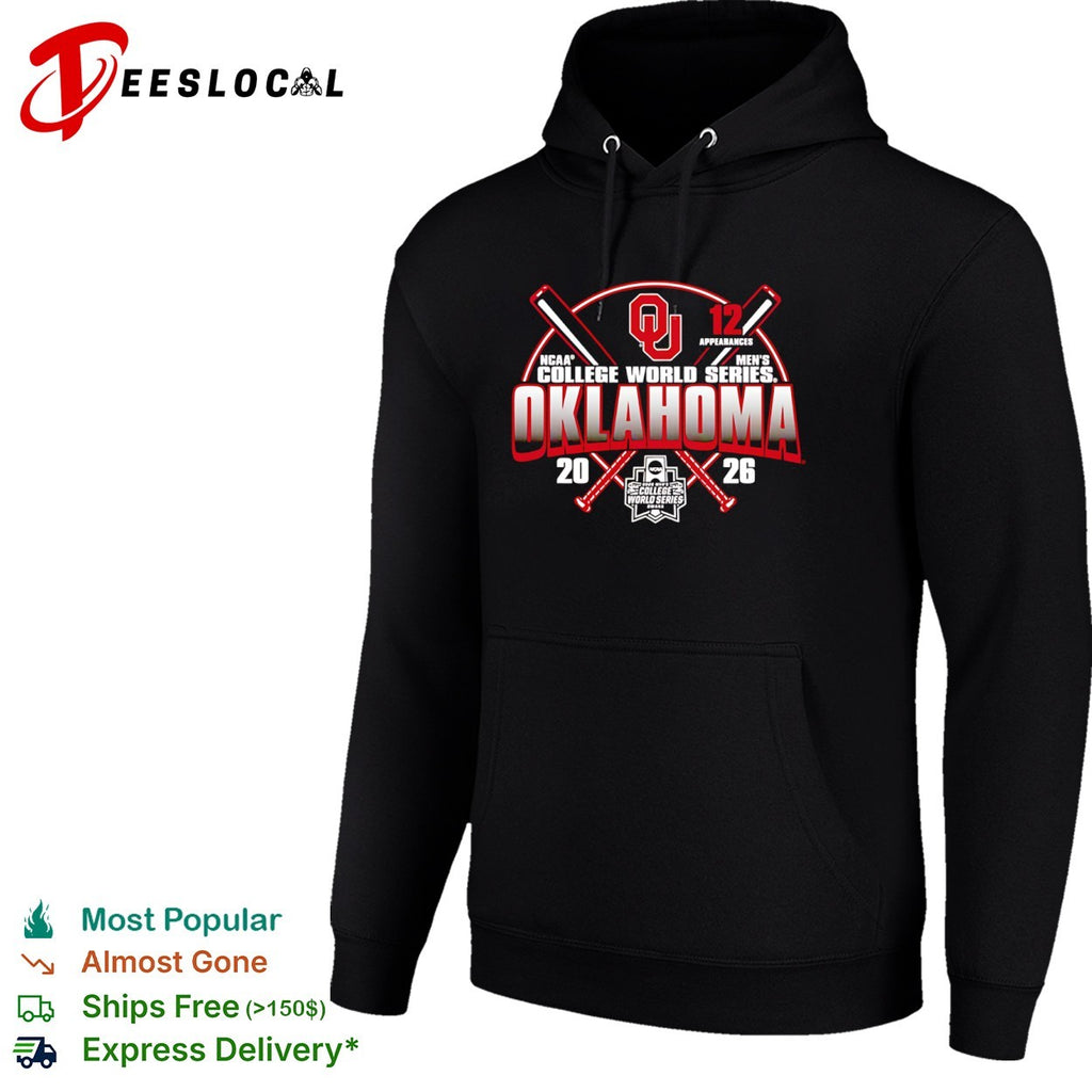 Oklahoma Sooners crossed bats 12 appearances NCAA Mens College World Series 2026 shirt