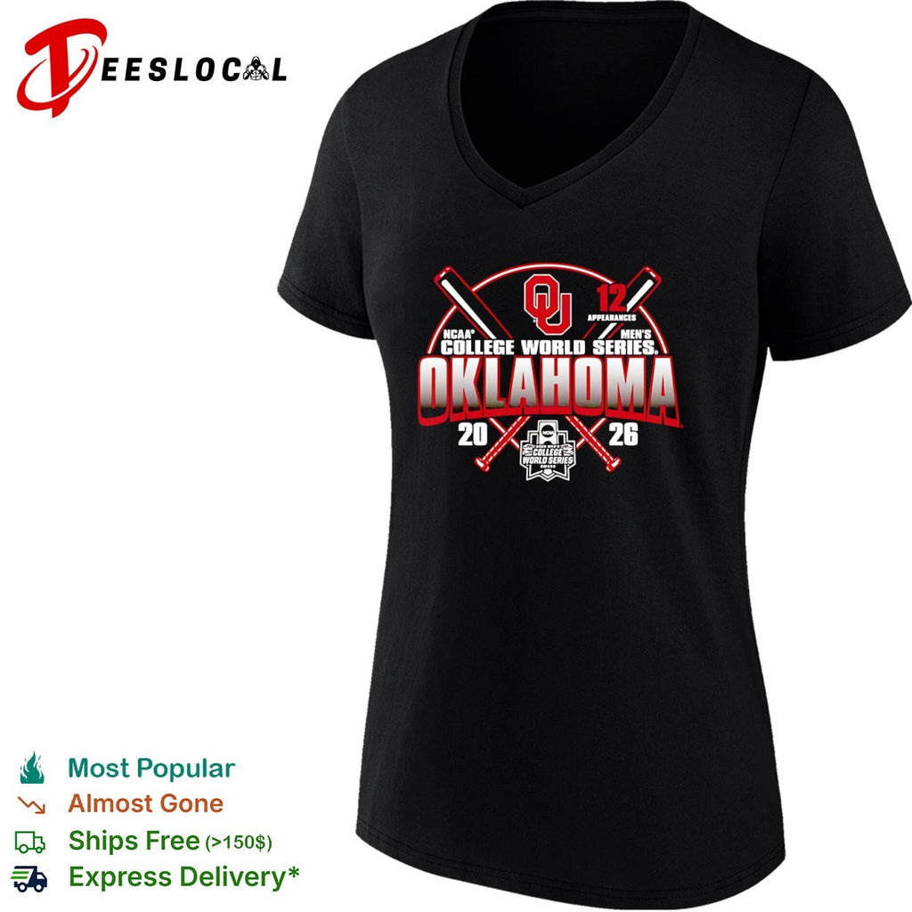 Oklahoma Sooners crossed bats 12 appearances NCAA Mens College World Series 2026 shirt