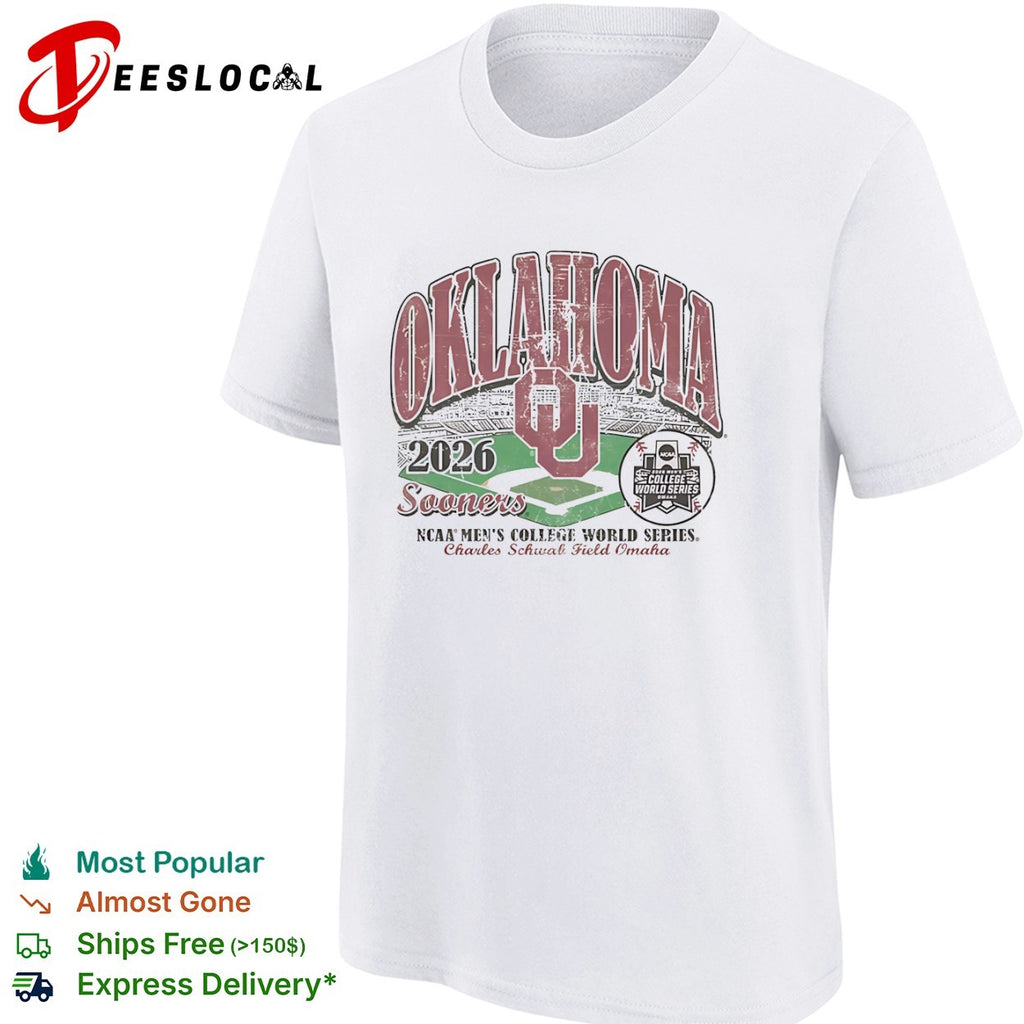 Oklahoma Sooners stadium 2026 NCAA Mens College World Series Charles Schwab Field Omaha shirt