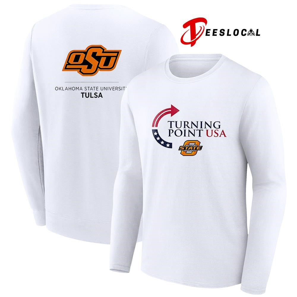 Oklahoma State Cowboys x Oklahoma State university Tulsa x Charlie Kirk x Turning point USA logo shirt