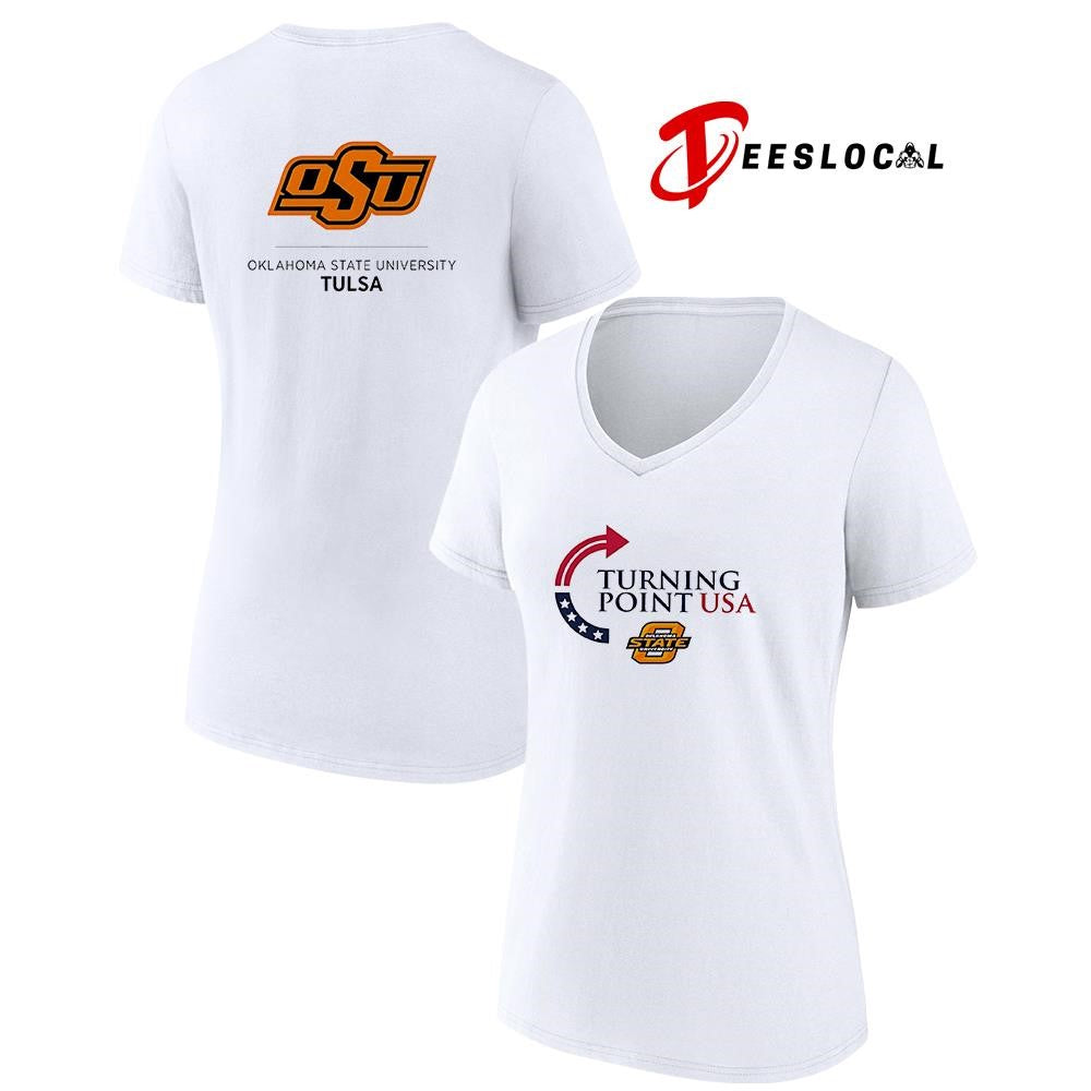 Oklahoma State Cowboys x Oklahoma State university Tulsa x Charlie Kirk x Turning point USA logo shirt