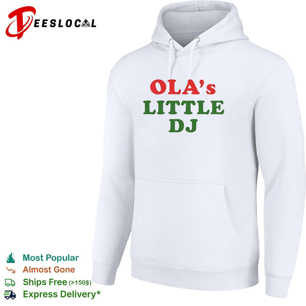 Ola’s little DJ bold colorful script party humor shirt