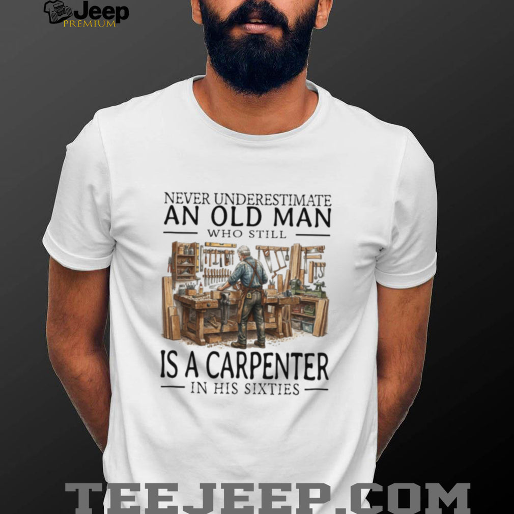 Old Man Carpenter Woodworking Workshop Hobby In His Sixties Shirt