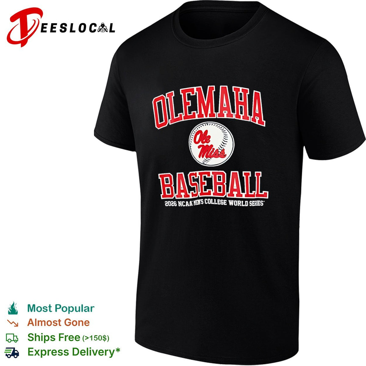Olemaha Ole Miss Baseball 2026 NCAA Men’s College World Series shirt