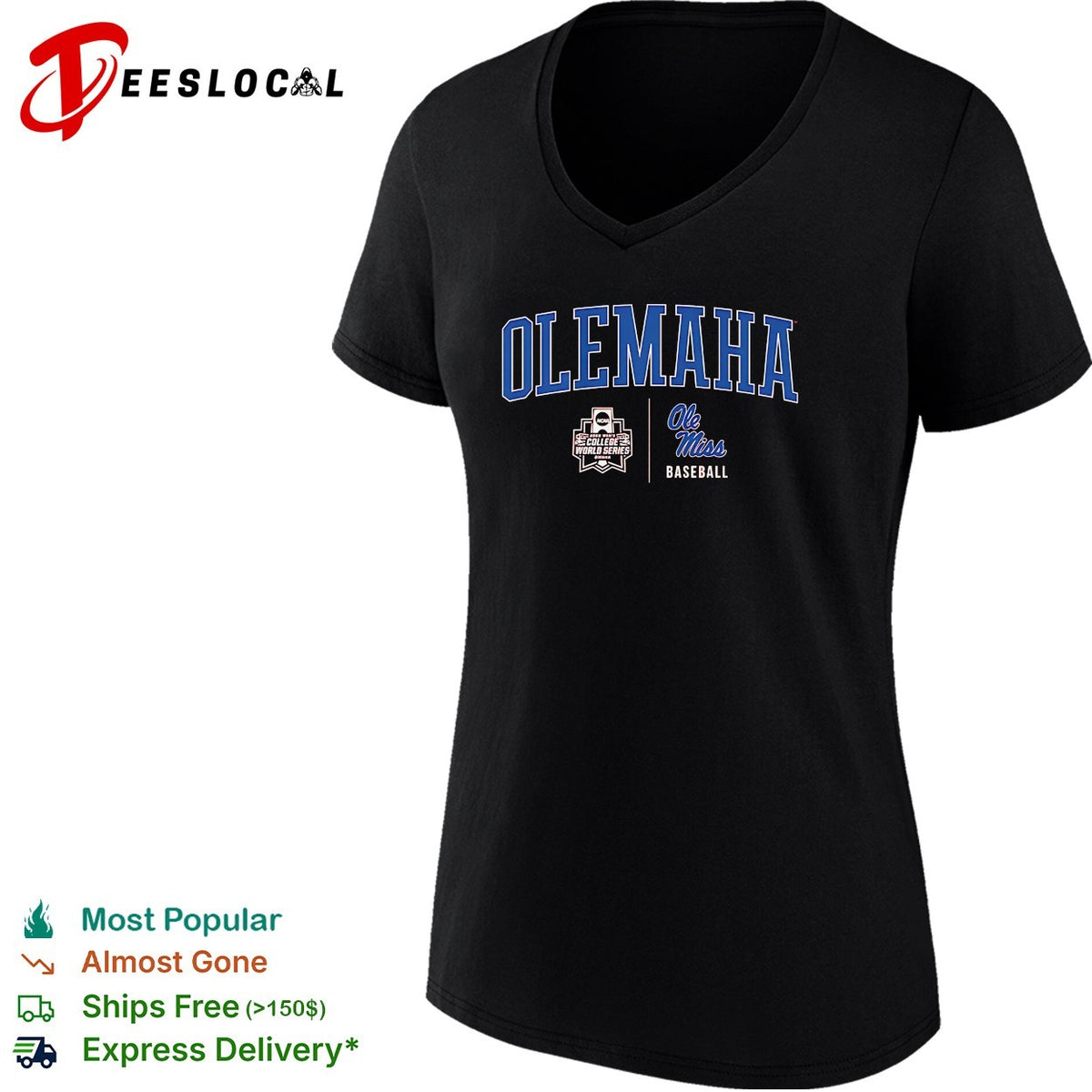 Olemaha Ole Miss Rebel College World Series baseball red shirt