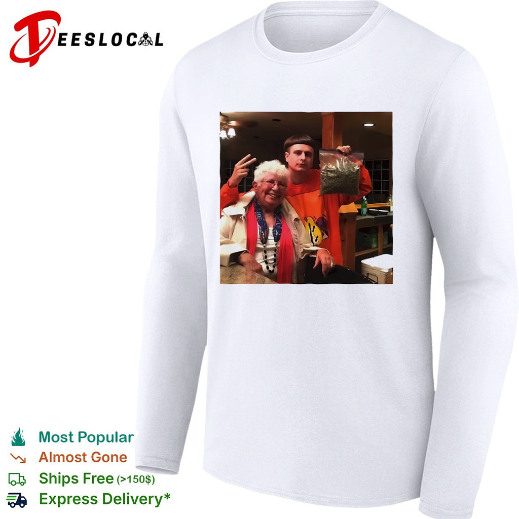 Oliver Tree with Grandma Marijuana Sack Viral Internet Meme Celebrity Photo shirt