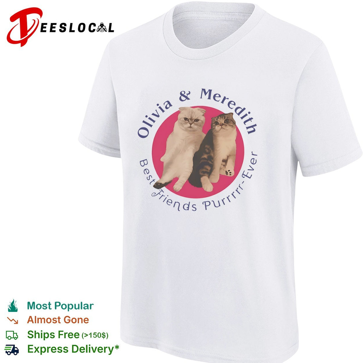 Olivia and Meredith Best Friends Purrrrr Ever Scottish Fold Cat shirt