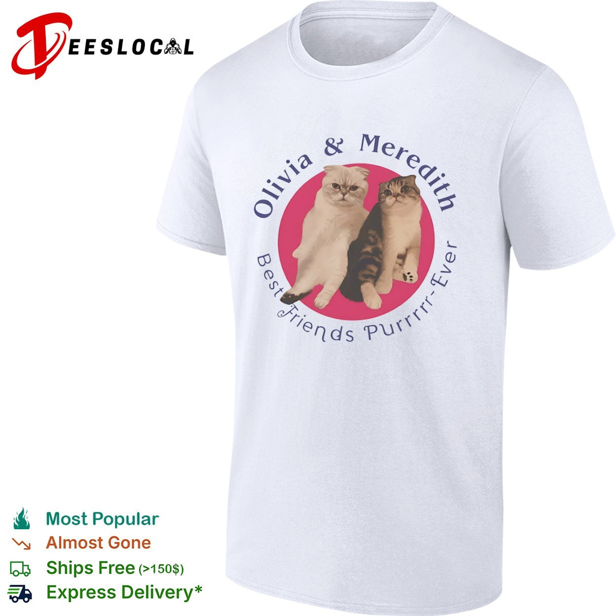 Olivia and Meredith Best Friends Purrrrr Ever Scottish Fold Cat shirt