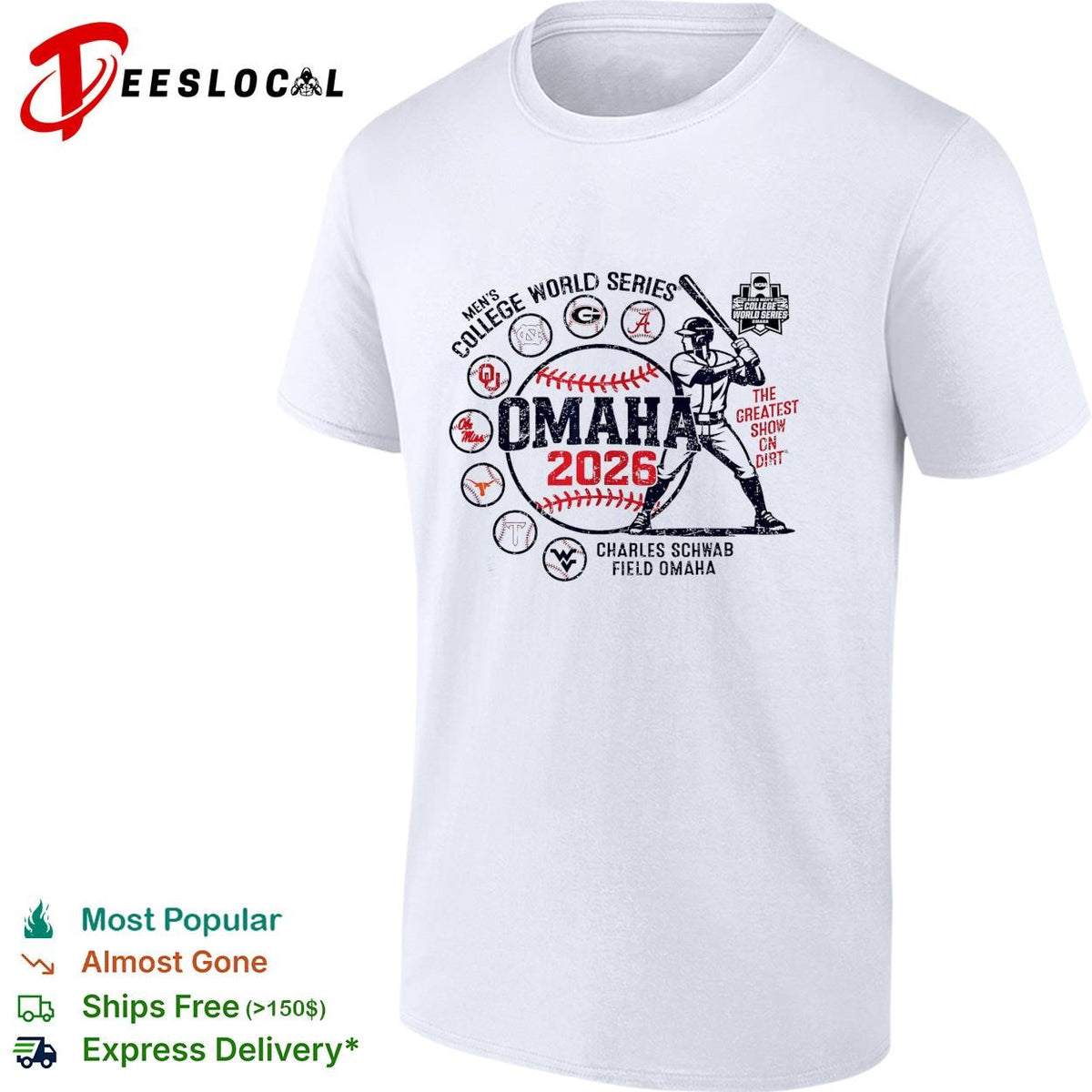 Omaha 2026 men’s college World Series Charles Schwab Field poster shirt