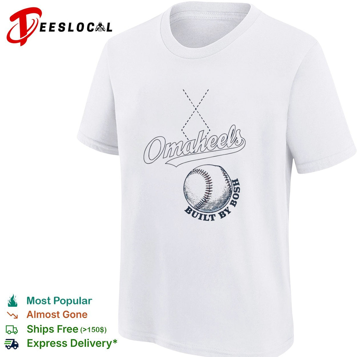 Omaheels Built by Bosh Baseball Team logo shirt