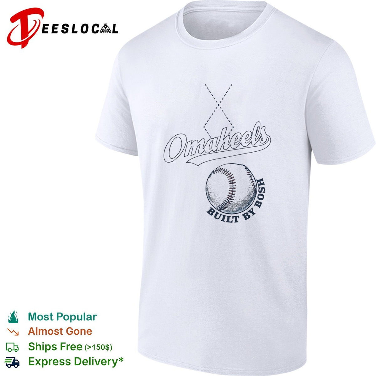 Omaheels Built by Bosh Baseball Team logo shirt