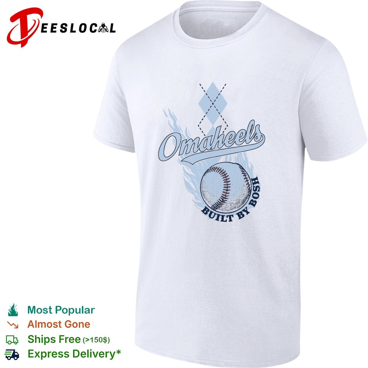 Omaheels Built by Bosh North Carolina Tar Heels College World Series Baseball shirt