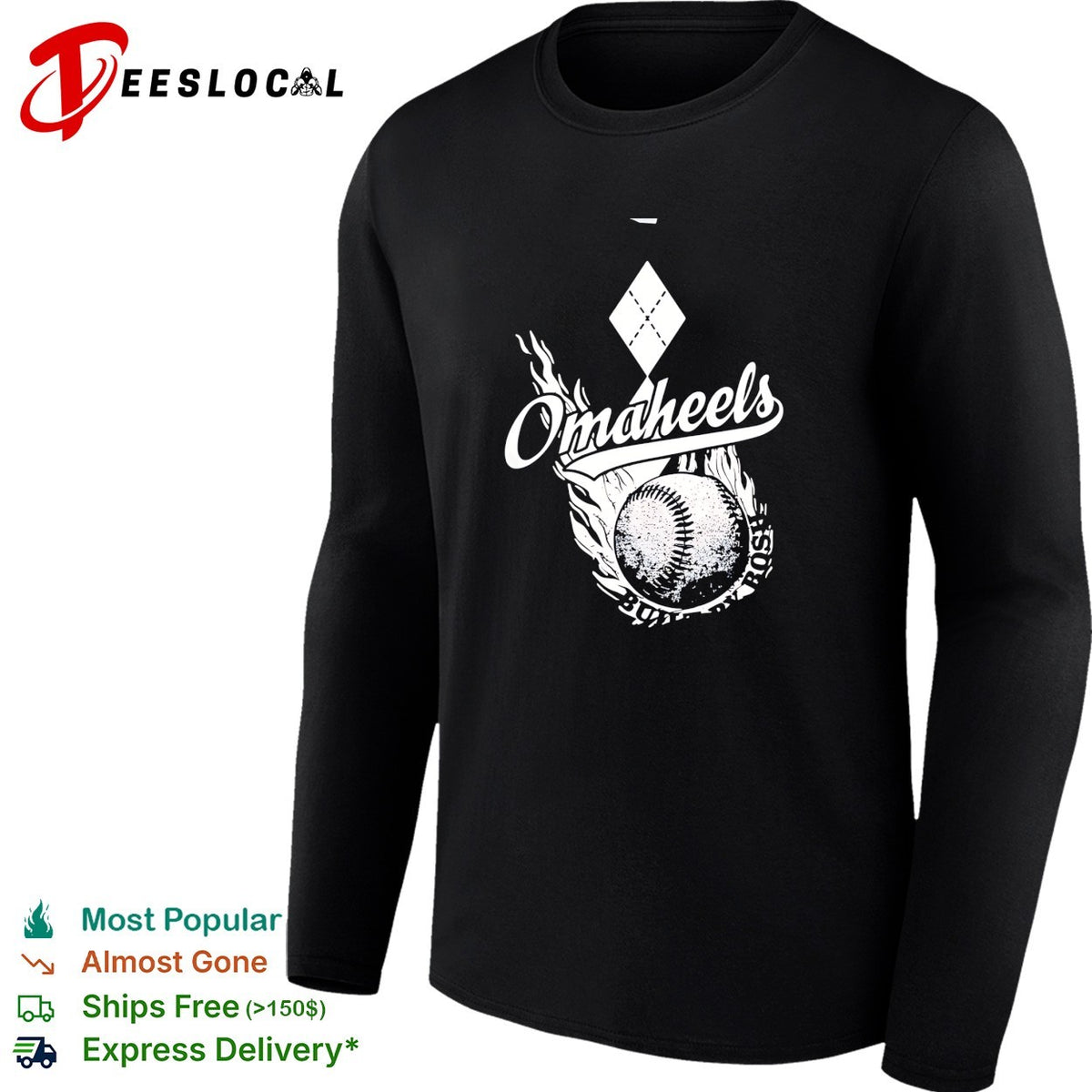 Omaheels North Carolina baseball flame graphic College World Series shirt