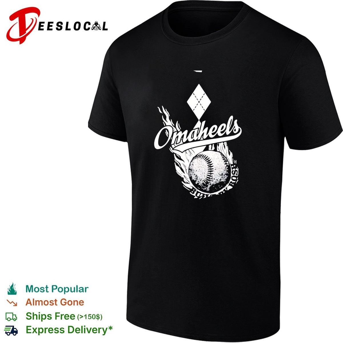 Omaheels North Carolina baseball flame graphic College World Series shirt