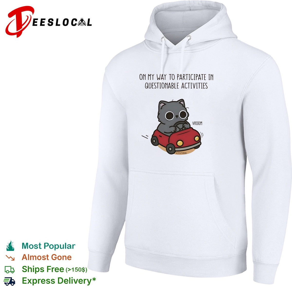 On my way to participate in questionable activities cat driving car shirt