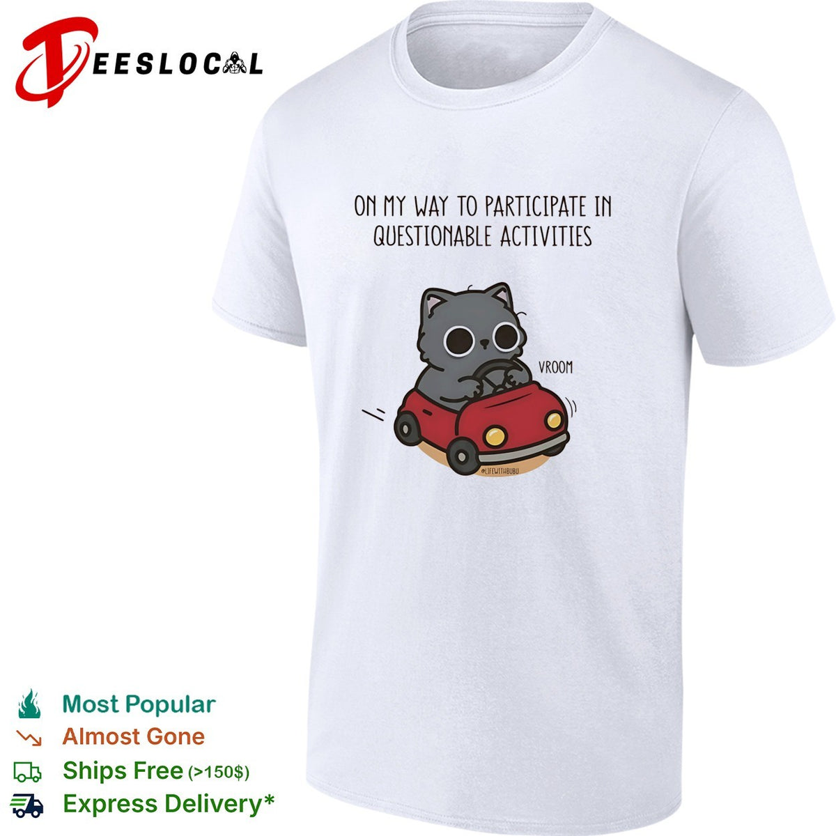 On my way to participate in questionable activities cat driving car shirt