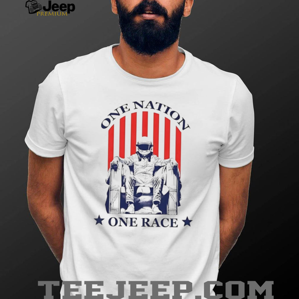 One Nation One Race Patriotic Racing Helmet Graphic T Shirt