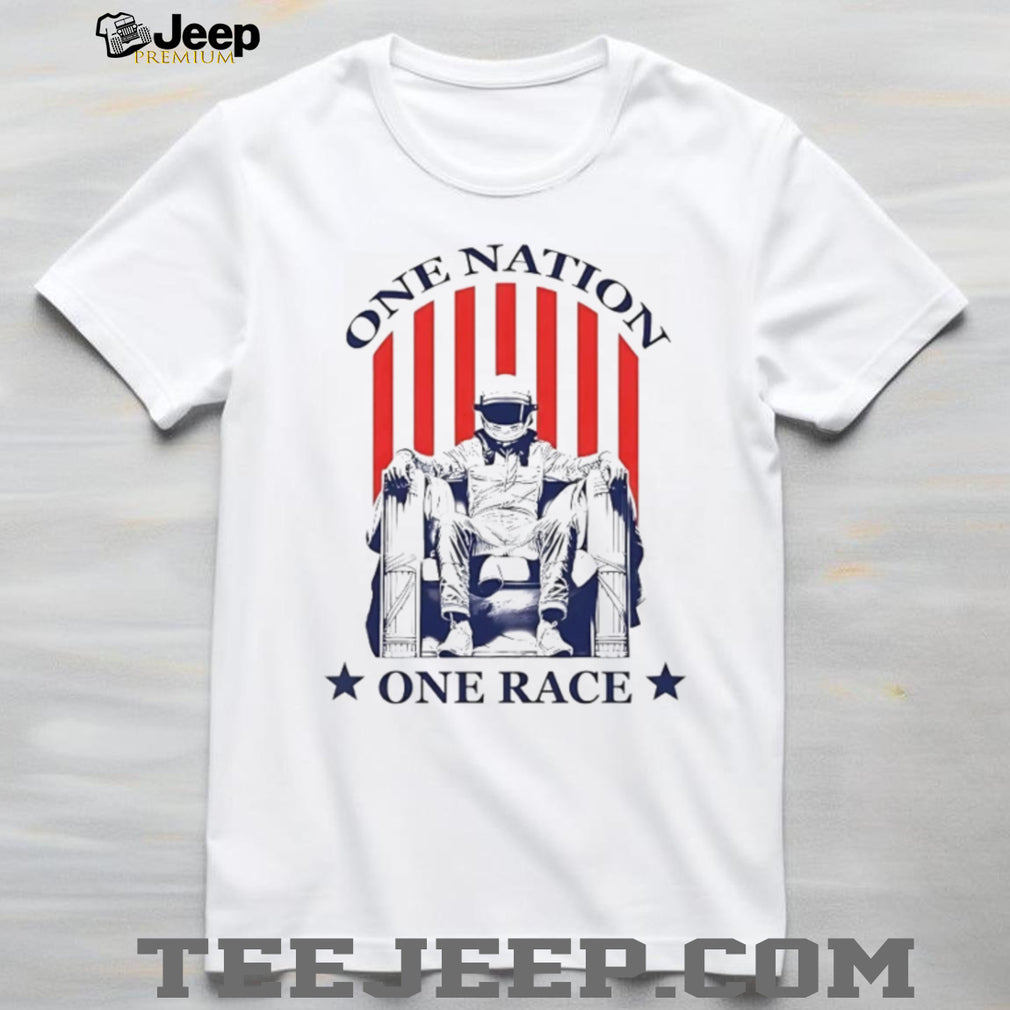 One Nation One Race Patriotic Racing Helmet Graphic T Shirt