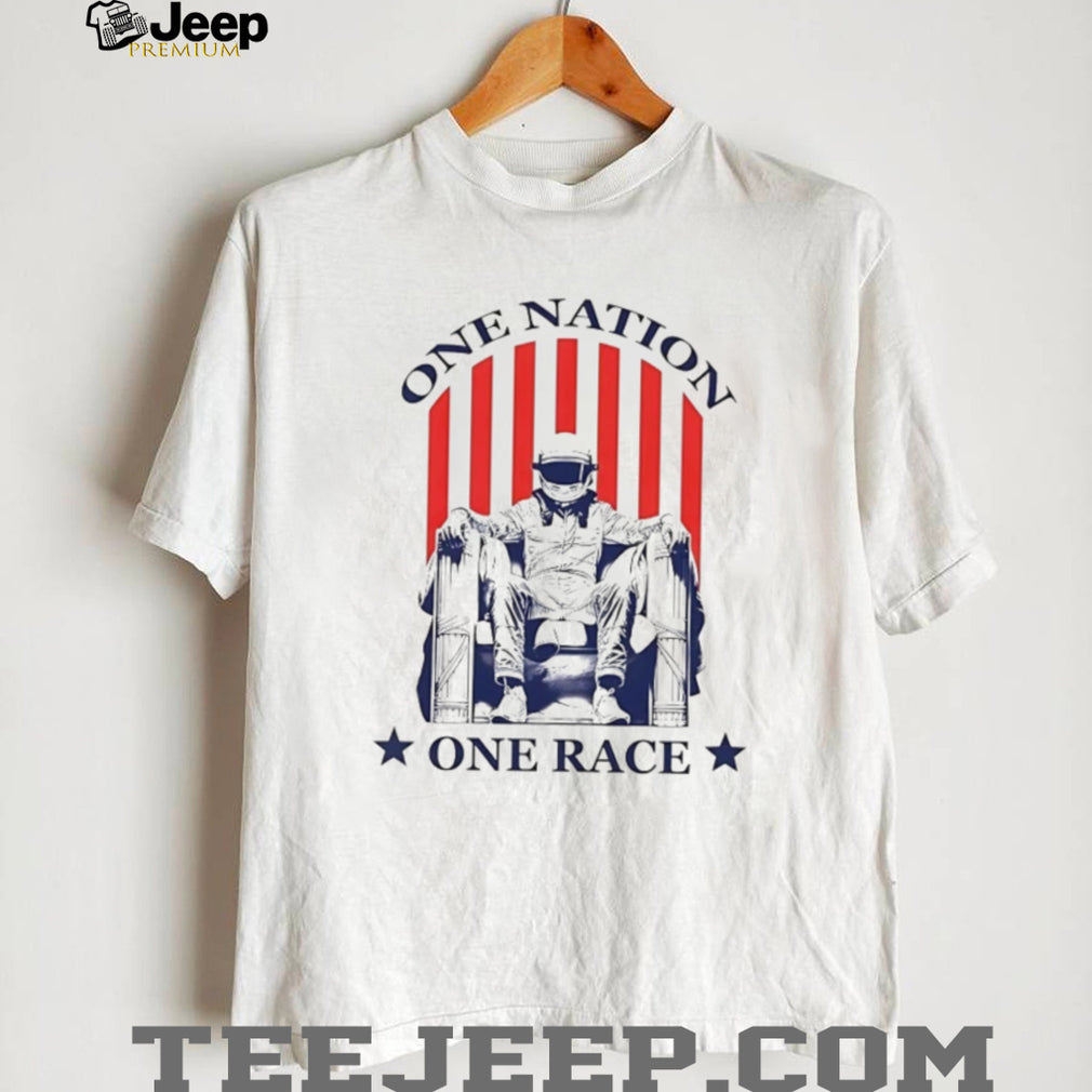 One Nation One Race Patriotic Racing Helmet Graphic T Shirt