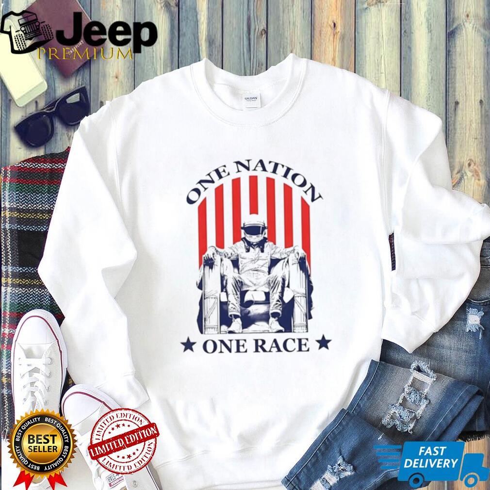 One Nation One Race Patriotic Racing Helmet Graphic T Shirt
