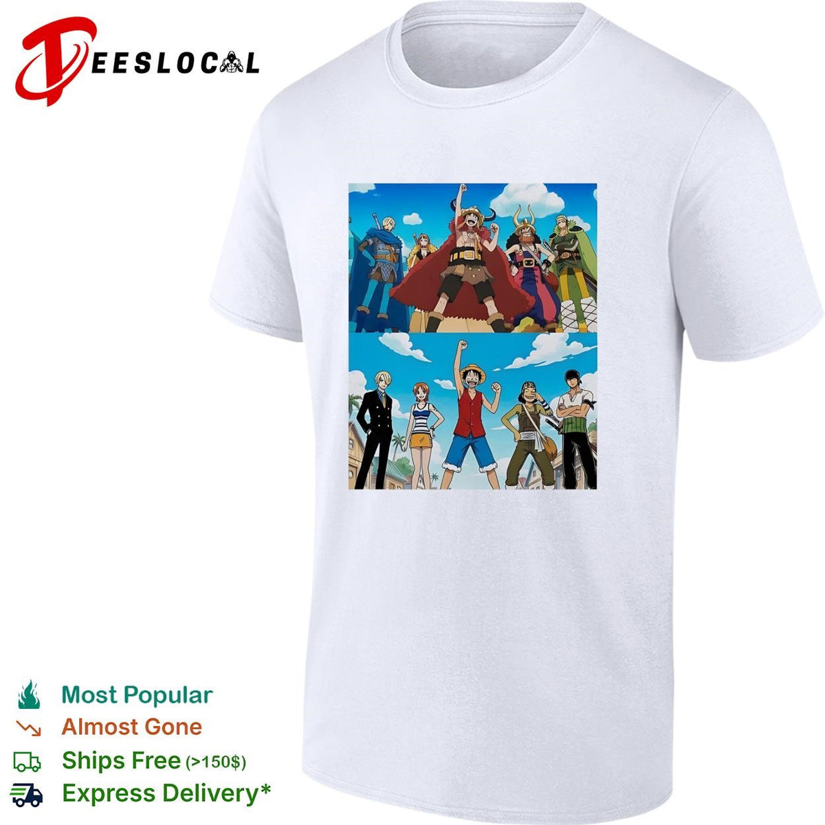 Onpice characters Anime pirate crew group poster shirt