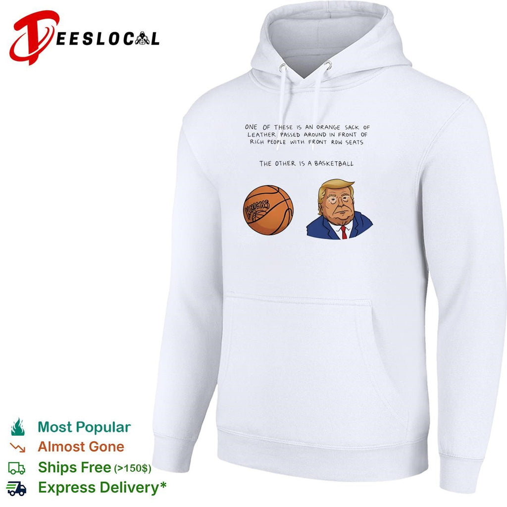 Orange sack of leather versus basketball Trump Knicks political humor shirt