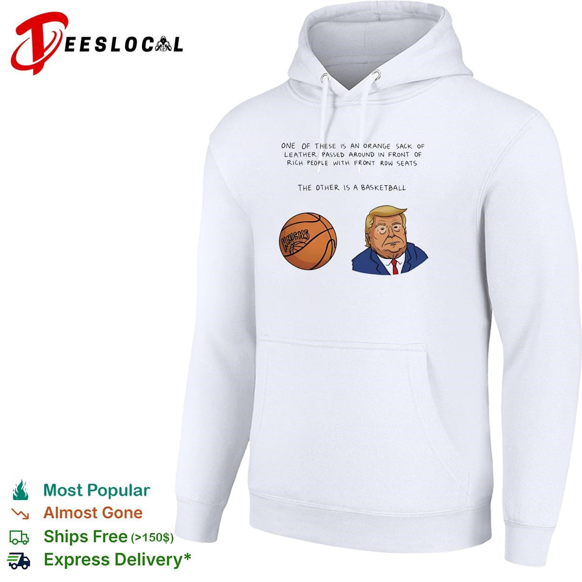 Orange sack of leather versus basketball Trump Knicks political humor shirt