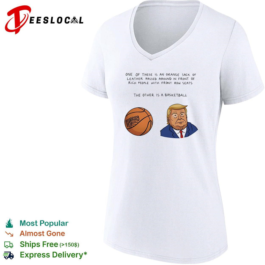 Orange sack of leather versus basketball Trump Knicks political humor shirt