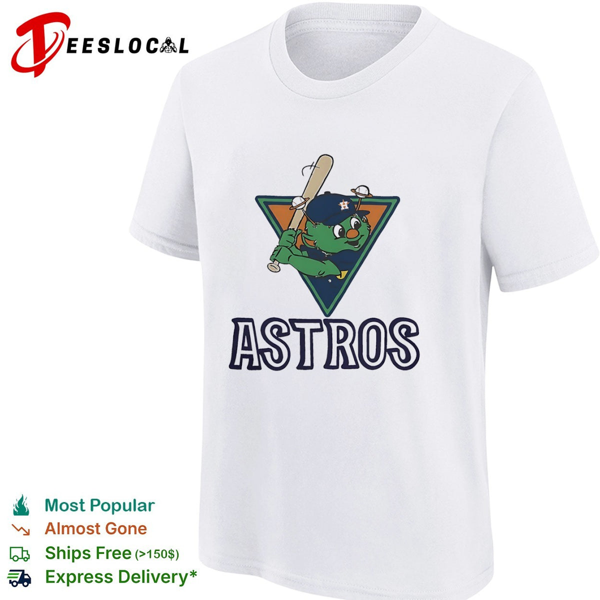 Orbit the Houston Astros Mascot with Saturn Rings and Baseball shirt