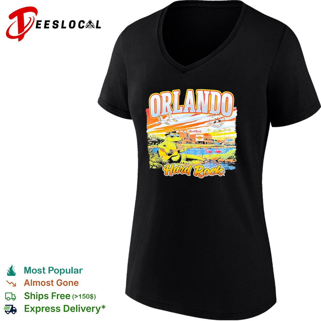 Orlando Hard Rock Cafe alligator guitar flamingo shirt