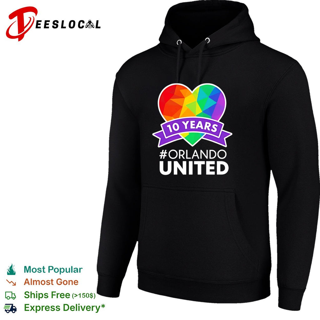 Orlando United 10 years anniversary rainbow heart LGBTQ community memorial shirt