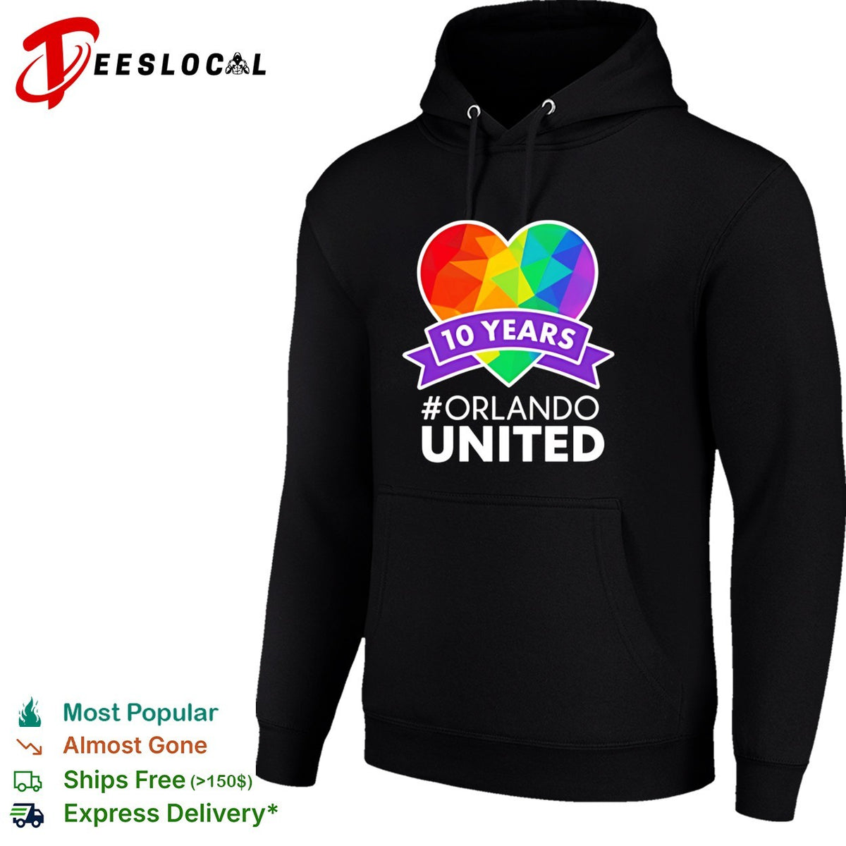 Orlando United 10 years anniversary rainbow heart LGBTQ community memorial shirt