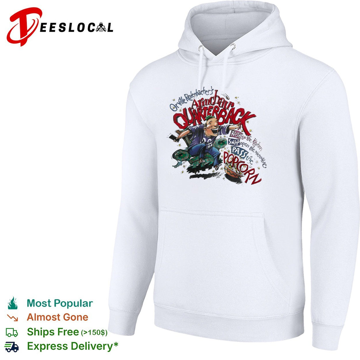 Orville Redenbacher Armchair Quarterback Rush to the kitchen Snap open microwave shirt