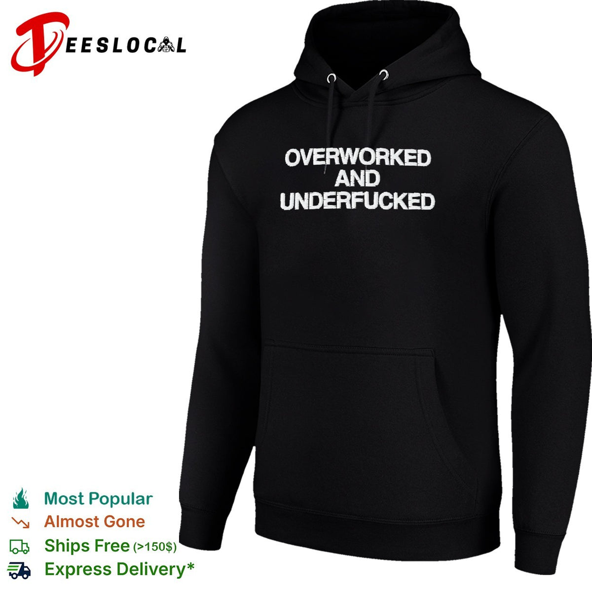 Overworked and underfucked embroidered patch text shirt