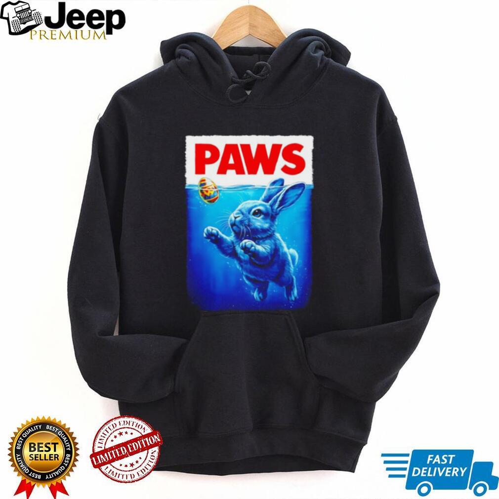PAWS Easter Bunny Parody Jaws Movie Poster Funny T Shirt