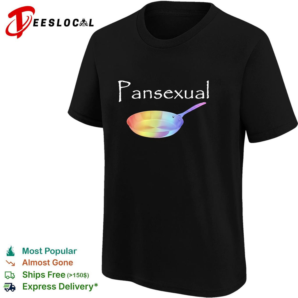 Pansexual frying pan with LGBT flag pattern shirt