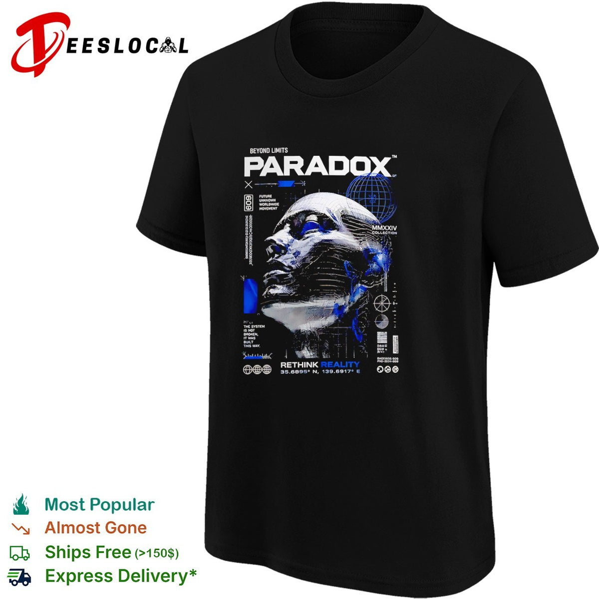 Paradox Beyond Limits Future Unknown Worldwide Movement Rethink Reality 35 6895 N shirt