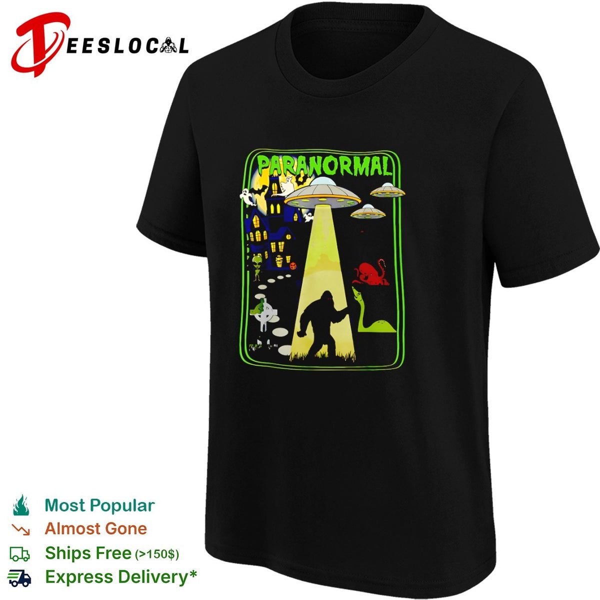Paranormal Bigfoot UFO Ghost Loch Ness Monster Alien Kraken Cryptid Legend shirt