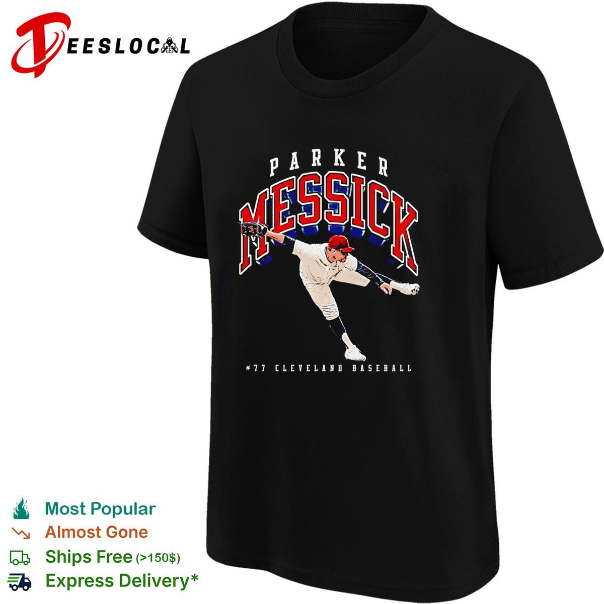 Parker Messick 77 Cleveland Guardians MLB pitching graphic shirt